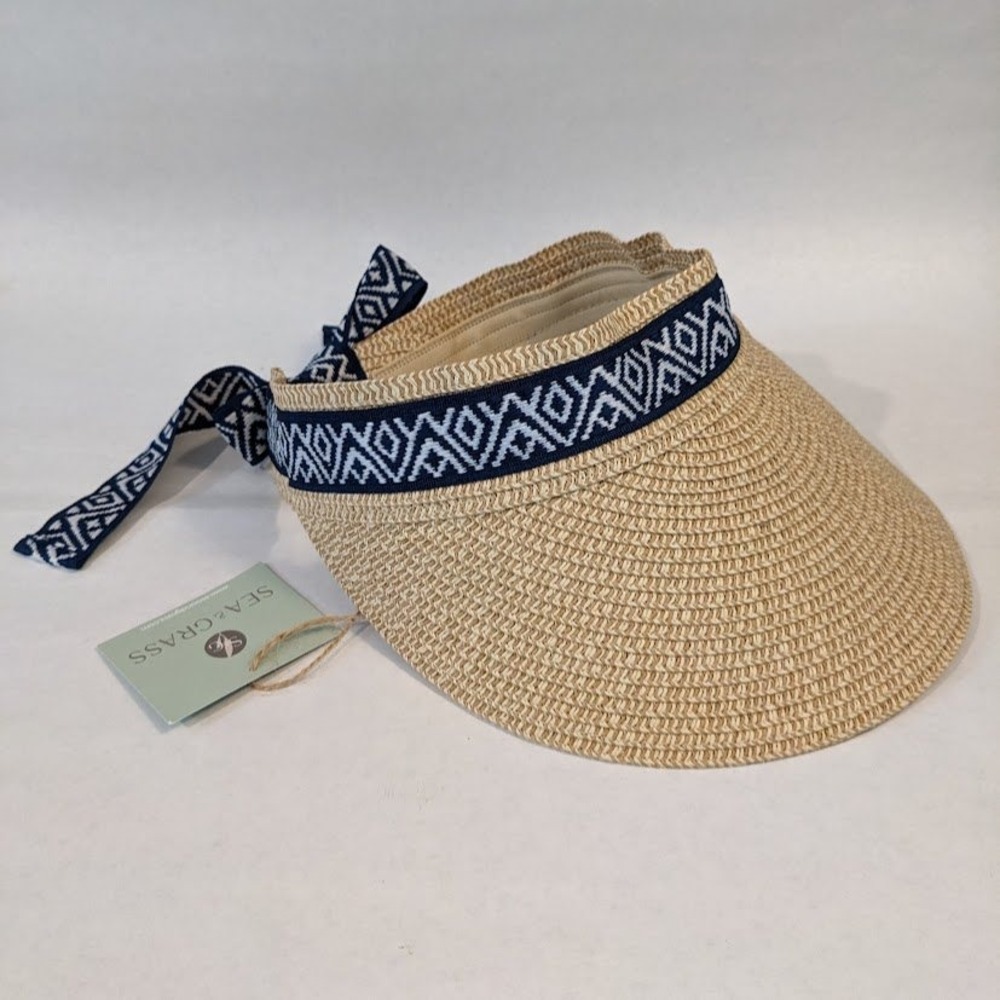 Sea & Grass Packable Straw Visorโ Womens One Size Beach Vacation Travel Cruise